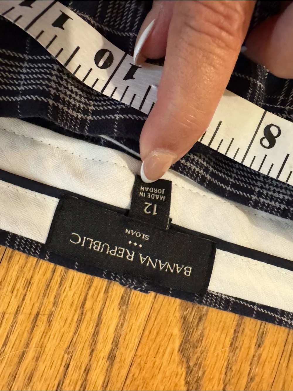 Banana Republic Navy & Cream  Plaid Slim Ankle Pants